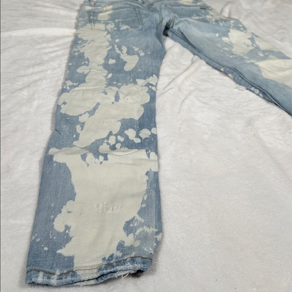 AMIRI Light Blue Distressed Acid Washed Denim Jeans with Bright Bling Patches! - Picture 5 of 7